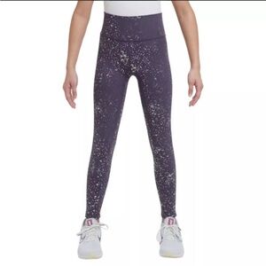 NWT NIKE One Dri-FIT Shine Leggings Purple/ Silver Size Medium 10-12